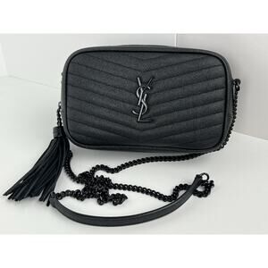 Saint Laurent Matelasse Monochrome Monogram Mini Caviar Leather Camera Bag C-5